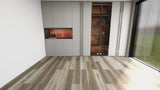 SA358 Sandstorm Grain Glue Down LVT flooring installed in a modern interior with warm beige wood-look planks and natural grain detail