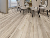 Bright modern interior featuring SA645 Maple 5MM Desertland SPC flooring with soft beige maple wood tones