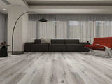 SA98 Grey Stone 5MM Desertland SPC flooring installed in a modern interior with light gray wood-look planks